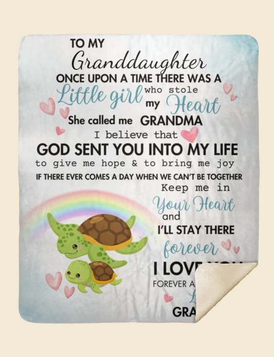To My Granddaughter- Ocean Turtle Blanket 50x60