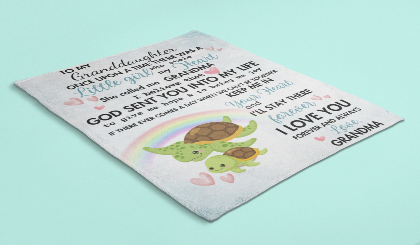 To My Granddaughter- Ocean Turtle Blanket 50x60