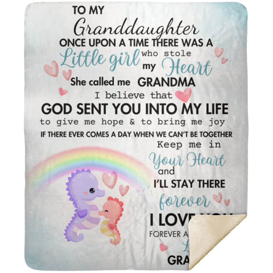 To My Granddaughter- Seahorse Blanket 50x60