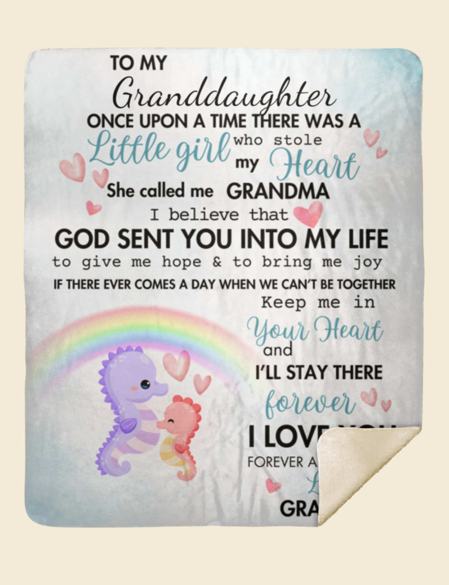 To My Granddaughter- Seahorse Blanket 50x60