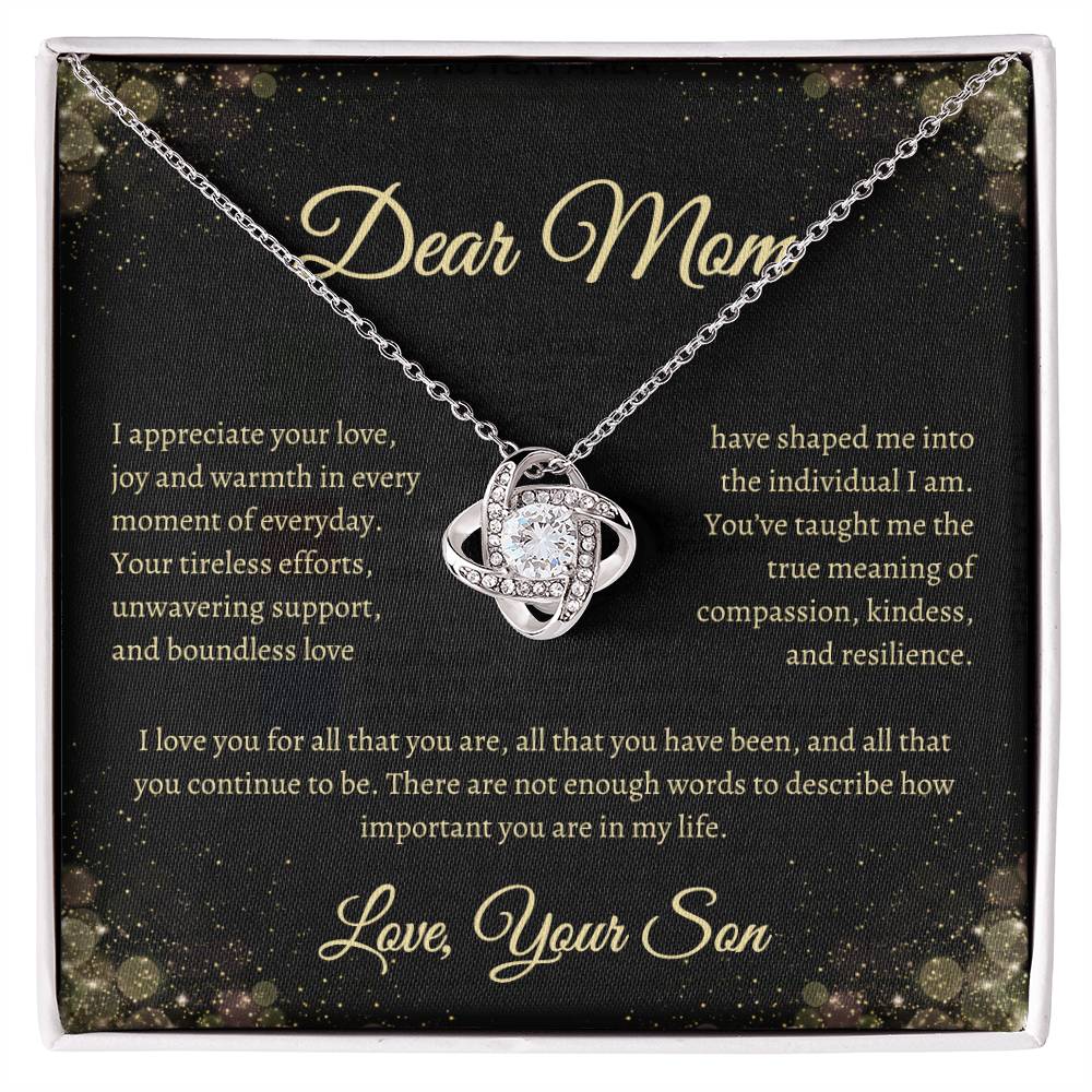 Dear Mom- Love Knot Necklace, from Son