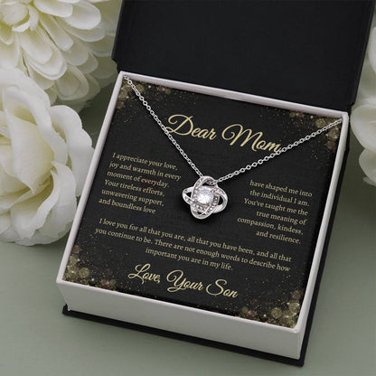 Dear Mom- Love Knot Necklace, from Son