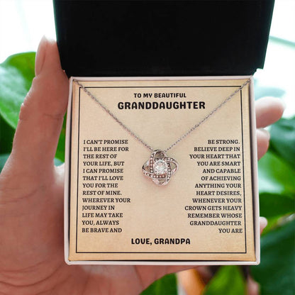 To My Beautiful Granddaughter-Be Brave & Be Strong, Love Knot Necklace