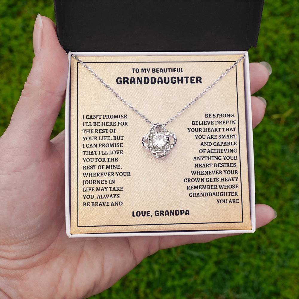 To My Beautiful Granddaughter-Be Brave & Be Strong, Love Knot Necklace