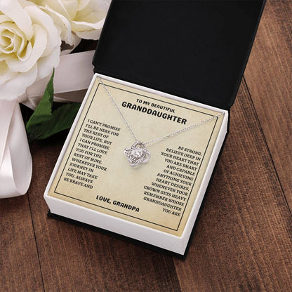 To My Beautiful Granddaughter-Be Brave & Be Strong, Love Knot Necklace