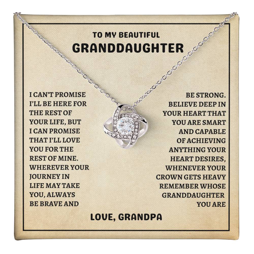 To My Beautiful Granddaughter-Be Brave & Be Strong, Love Knot Necklace