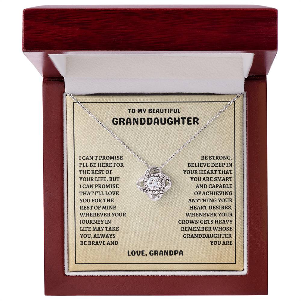 To My Beautiful Granddaughter-Be Brave & Be Strong, Love Knot Necklace