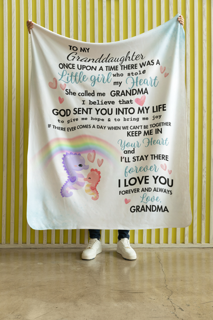 To My Granddaughter- Seahorse Blanket 50x60